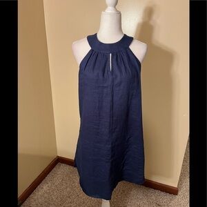 Antibes Blanc 100% Linen Blue Halter Dress NWOT Sz XS